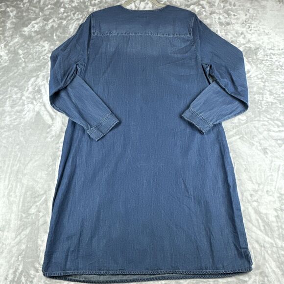 J.Jill‎ Denim Chambray Tunic Dress Women's Large Embroidered with Pockets (0918) - Picture 9 of 13